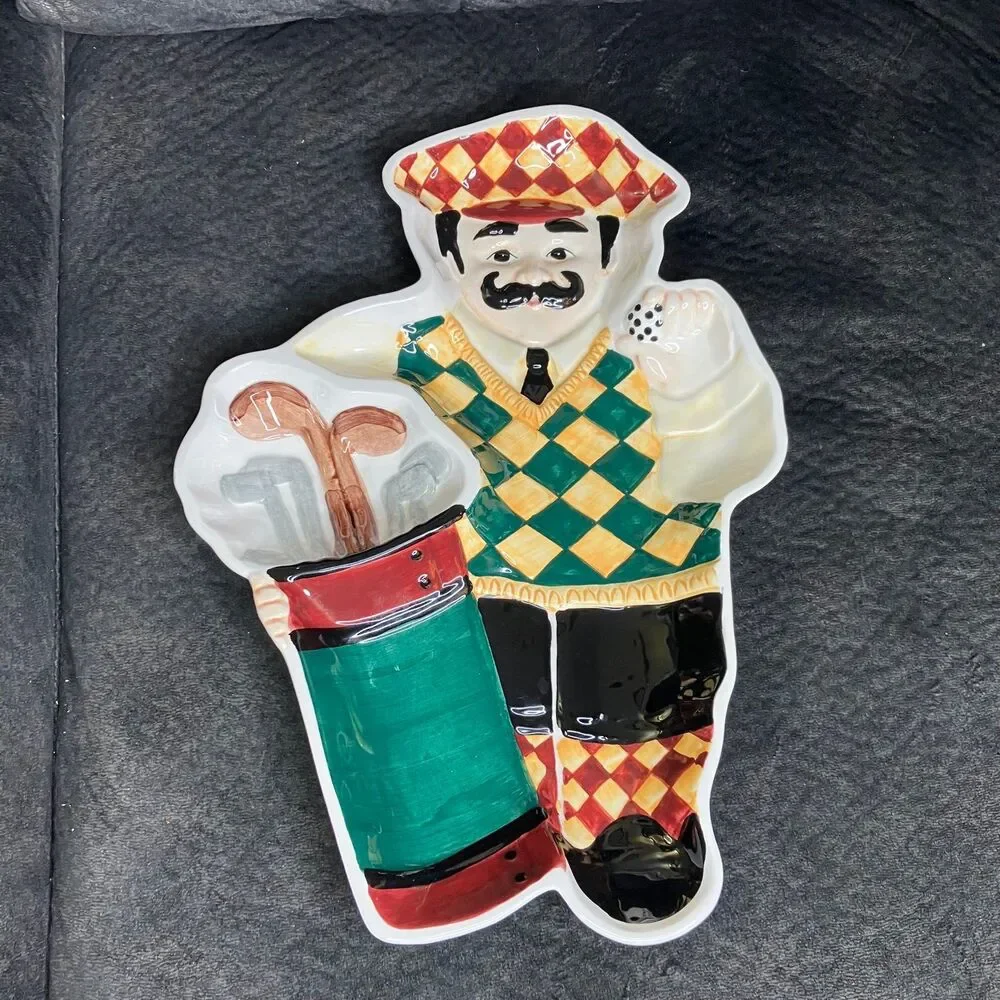 Boston Warehouse Trading Italian Chef Golfer Chip And Dip Tray Plate 16”x11”